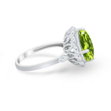 Large Stone Cocktail Ring Art Deco Simulated Cubic Zirconia 925 Sterling Silver