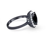 Floral Oval Wedding Ring Round Simulated Cubic Zirconia 925 Sterling Silver