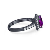 Halo Princess Cut Wedding Ring Simulated Cubic Zirconia 925 Sterling Silver