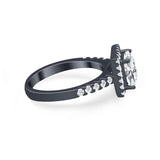 Halo Princess Cut Wedding Ring Simulated Cubic Zirconia 925 Sterling Silver
