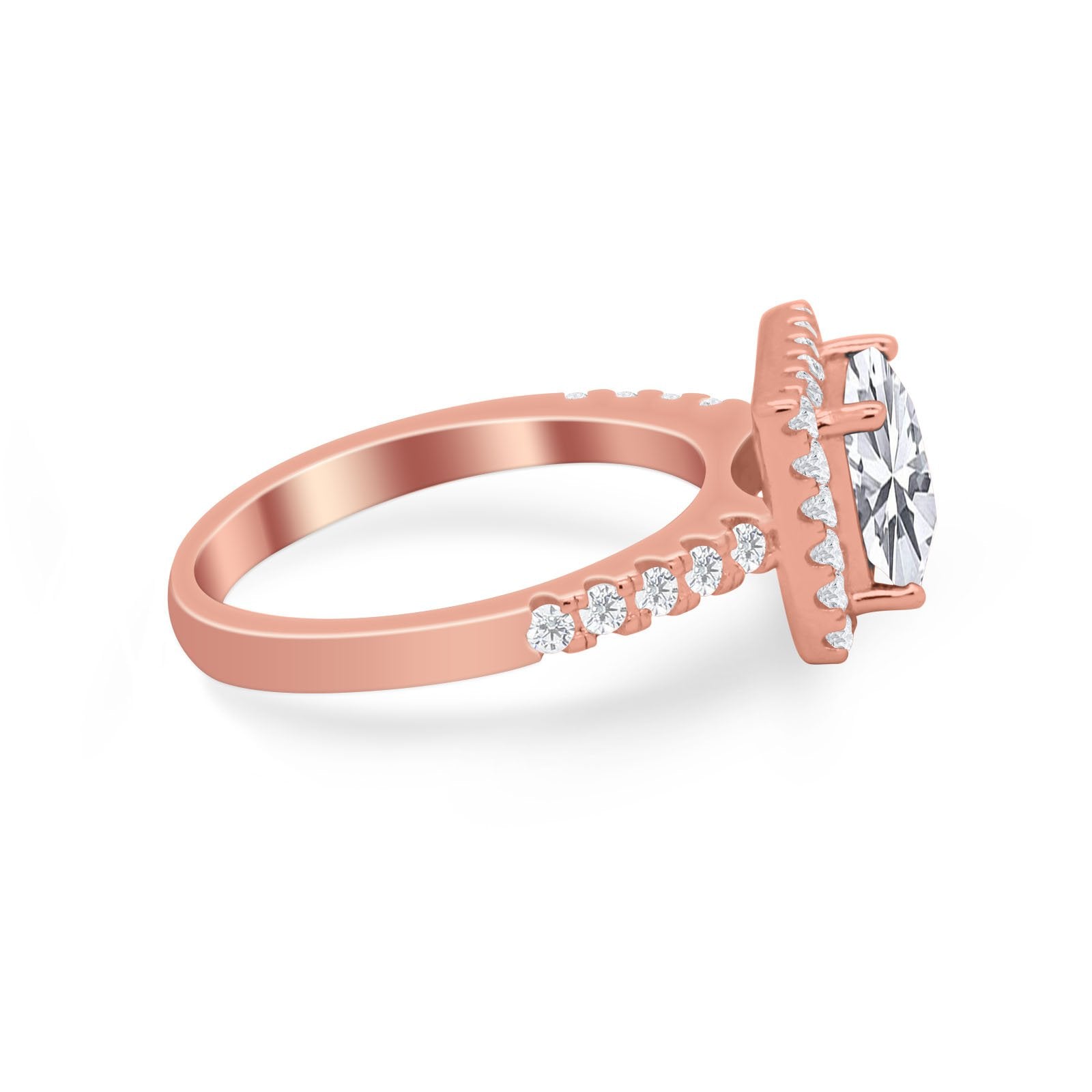 Halo Princess Cut Wedding Ring Simulated Cubic Zirconia 925 Sterling Silver