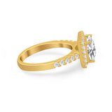 Halo Princess Cut Wedding Ring Simulated Cubic Zirconia 925 Sterling Silver