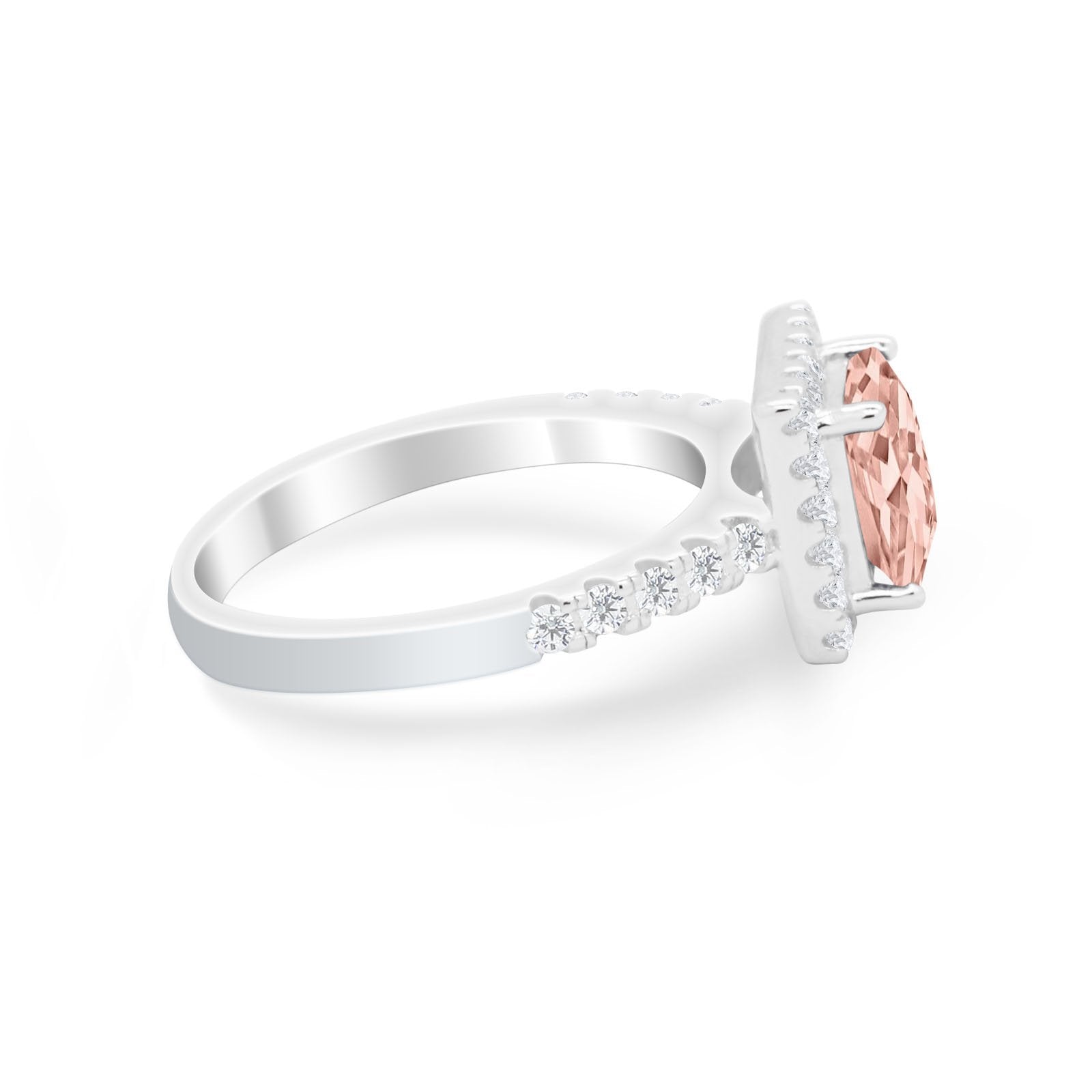Halo Princess Cut Wedding Ring Simulated Cubic Zirconia 925 Sterling Silver