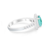 Halo Princess Cut Wedding Ring Simulated Cubic Zirconia 925 Sterling Silver