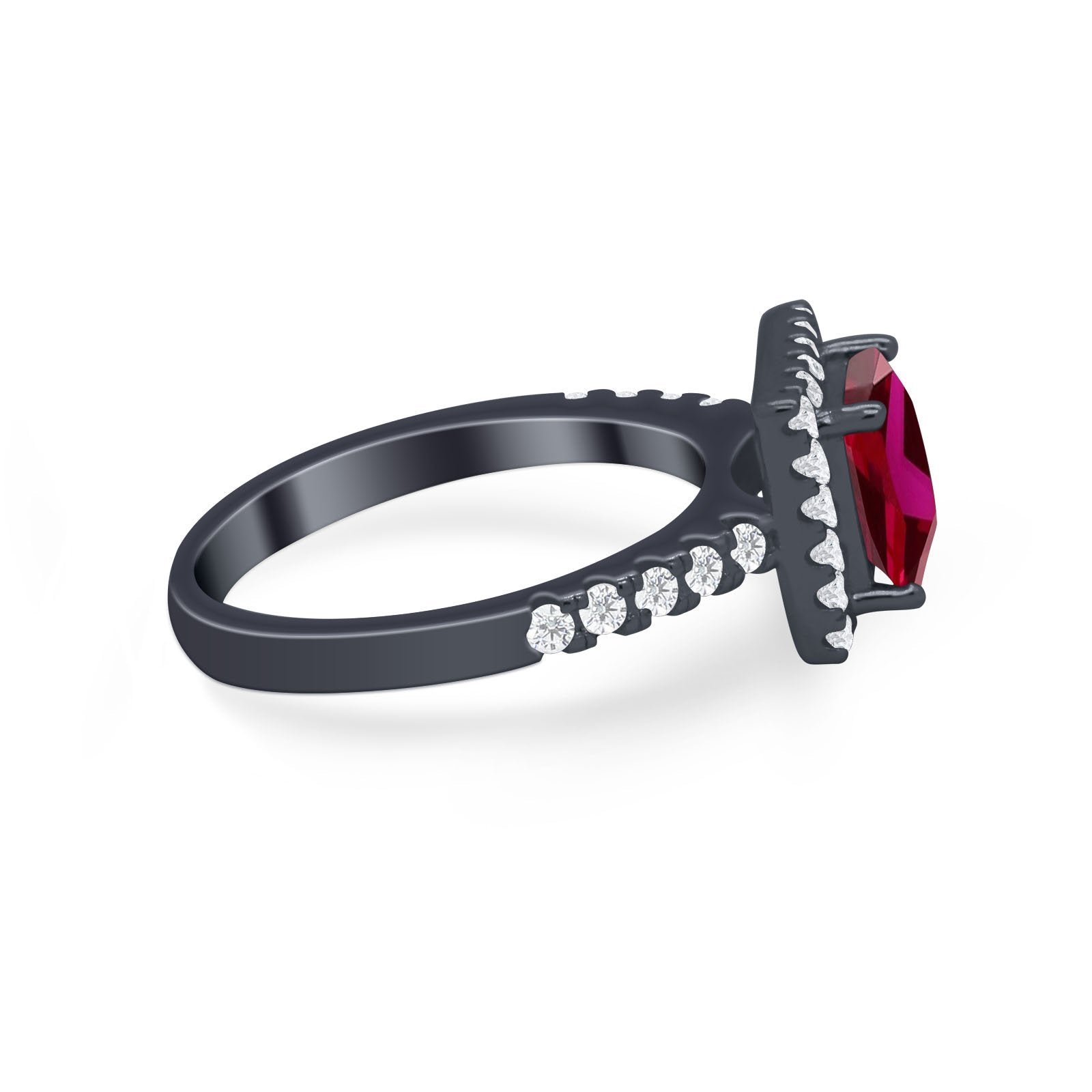 Halo Princess Cut Wedding Ring Simulated Cubic Zirconia 925 Sterling Silver