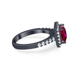 Halo Princess Cut Wedding Ring Simulated Cubic Zirconia 925 Sterling Silver