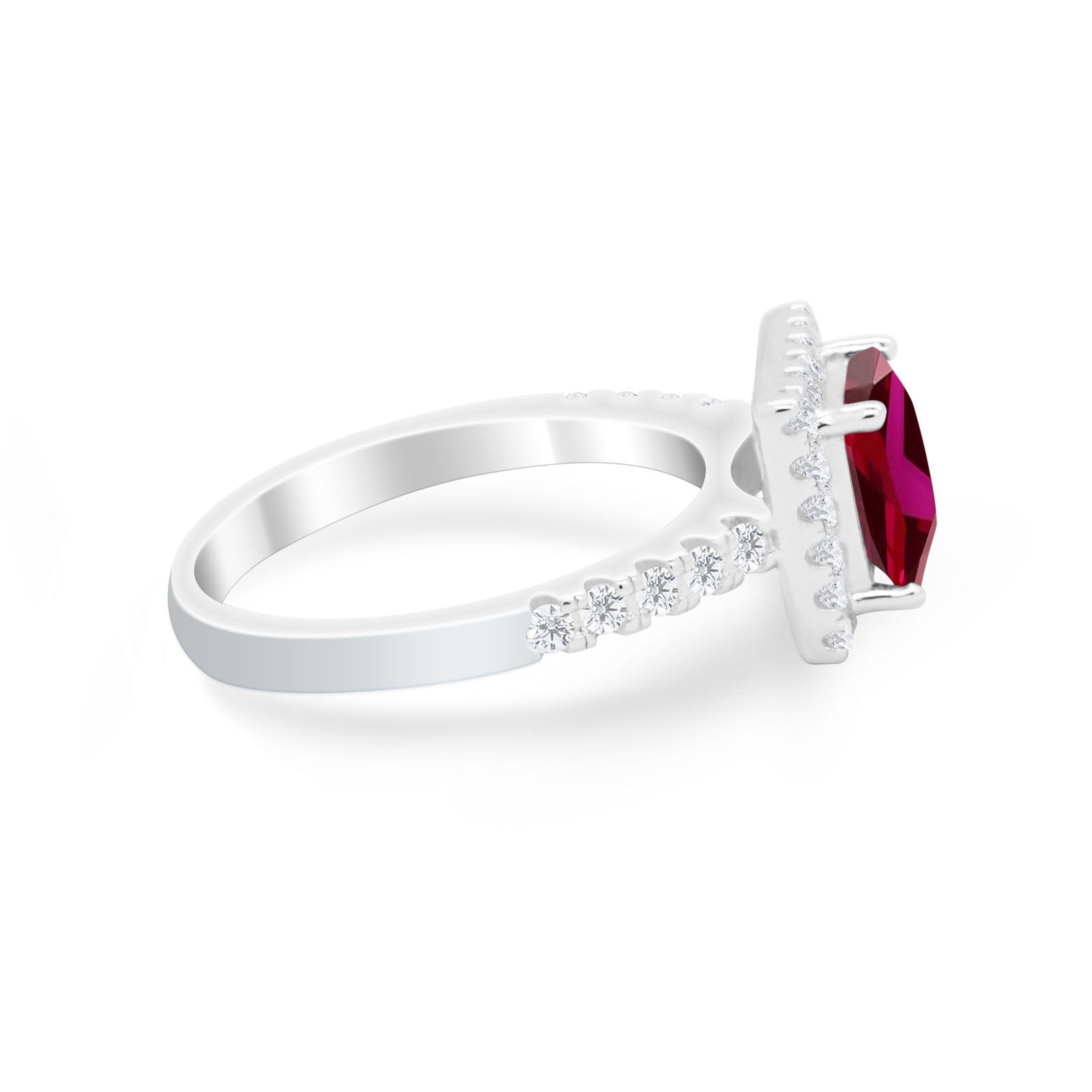 Halo Princess Cut Wedding Ring Simulated Cubic Zirconia 925 Sterling Silver
