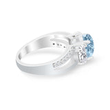 3 Stone Oval Wedding Ring Simulated Cubic Zirconia 925 Sterling Silver