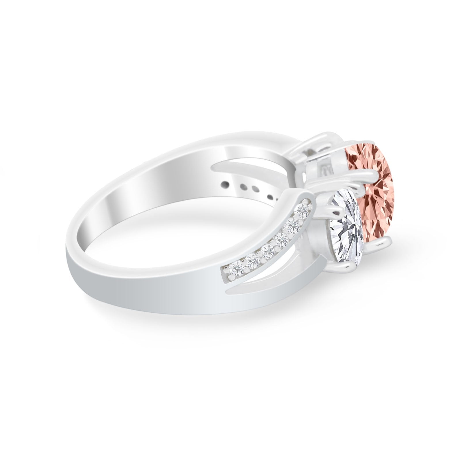 3 Stone Oval Wedding Ring Simulated Cubic Zirconia 925 Sterling Silver