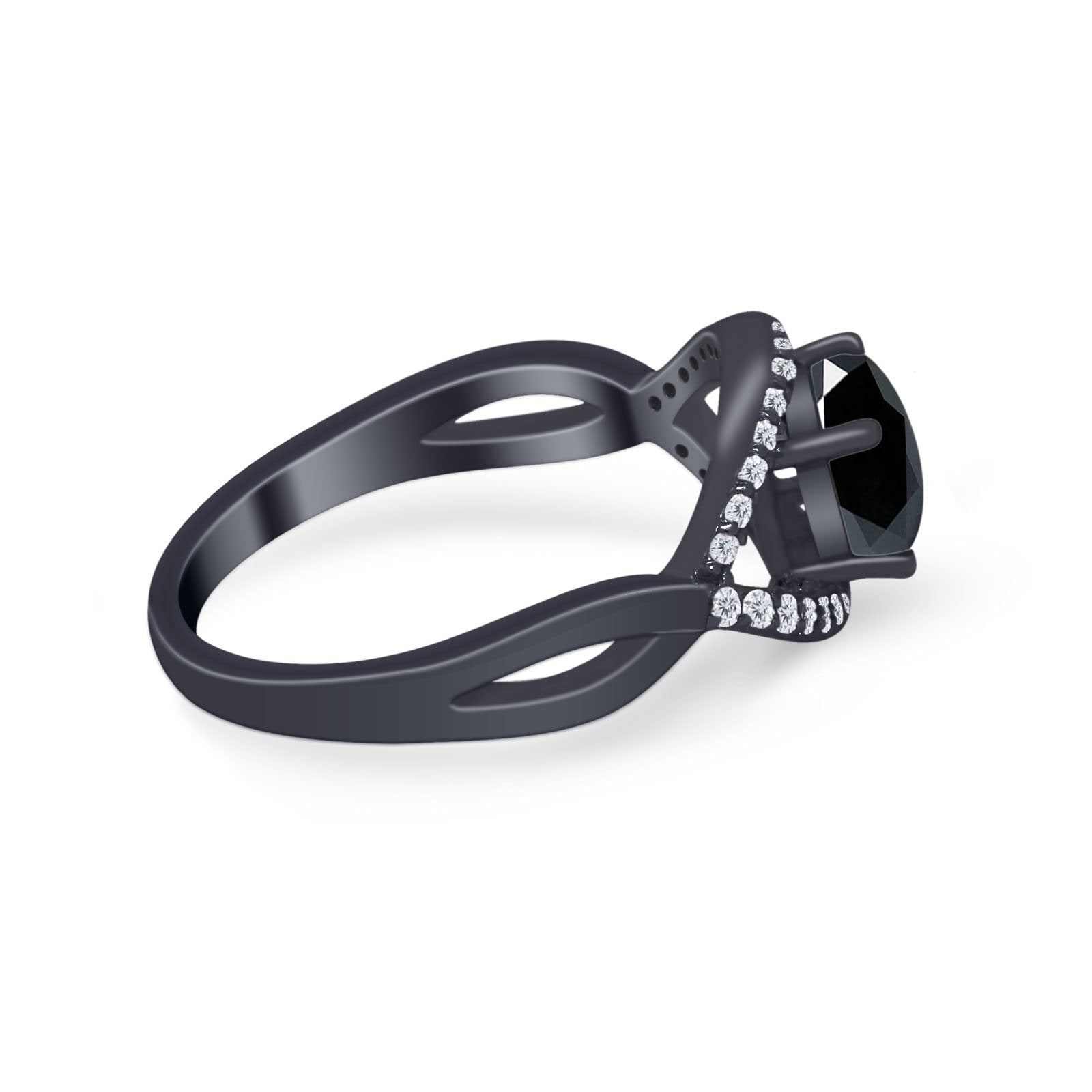 Infinity Shank Wedding Ring Simulated Cubic Zirconia 925 Sterling Silver
