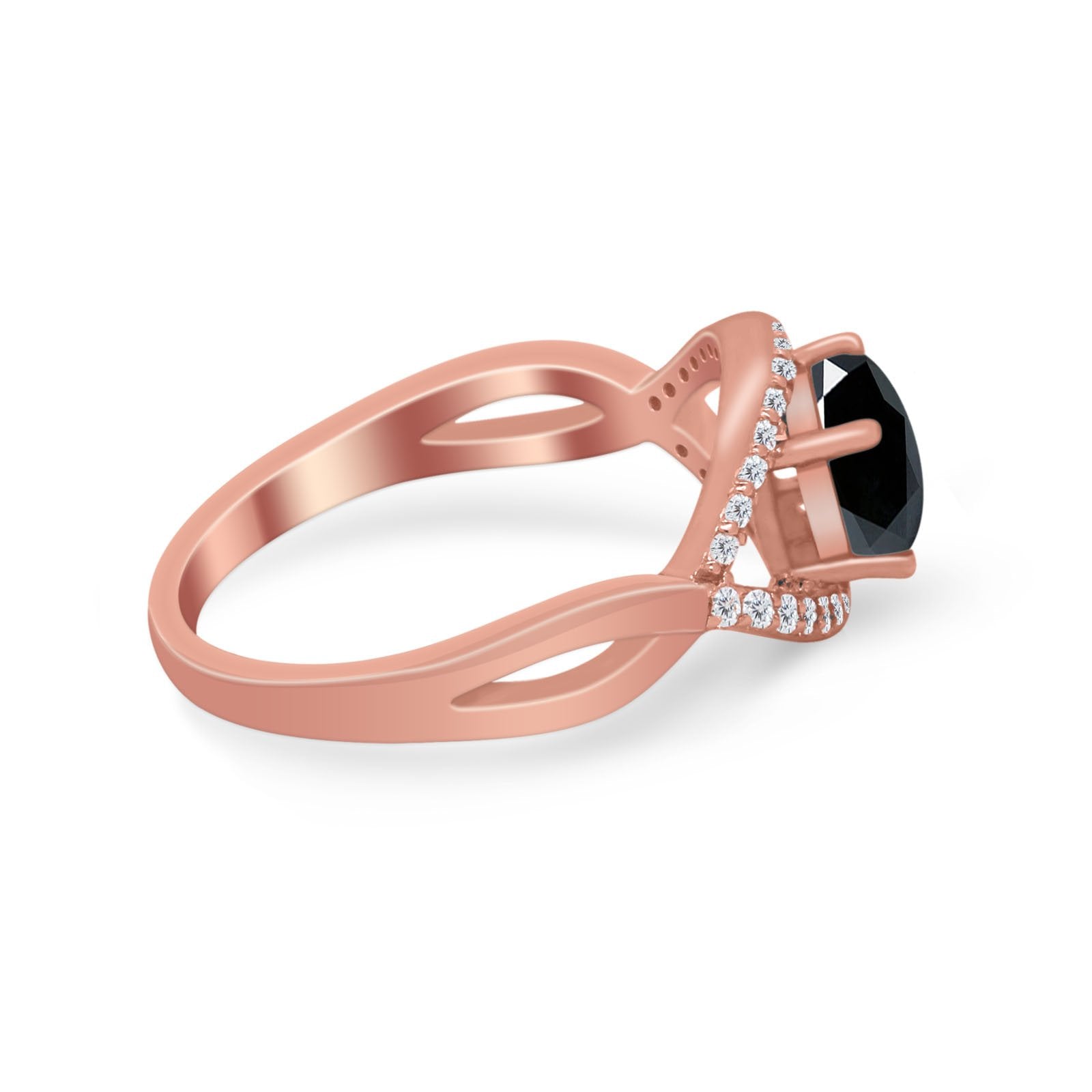 Infinity Shank Wedding Ring Simulated Cubic Zirconia 925 Sterling Silver