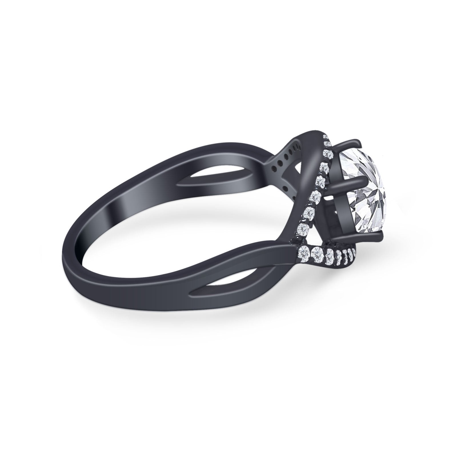Infinity Shank Wedding Ring Simulated Cubic Zirconia 925 Sterling Silver