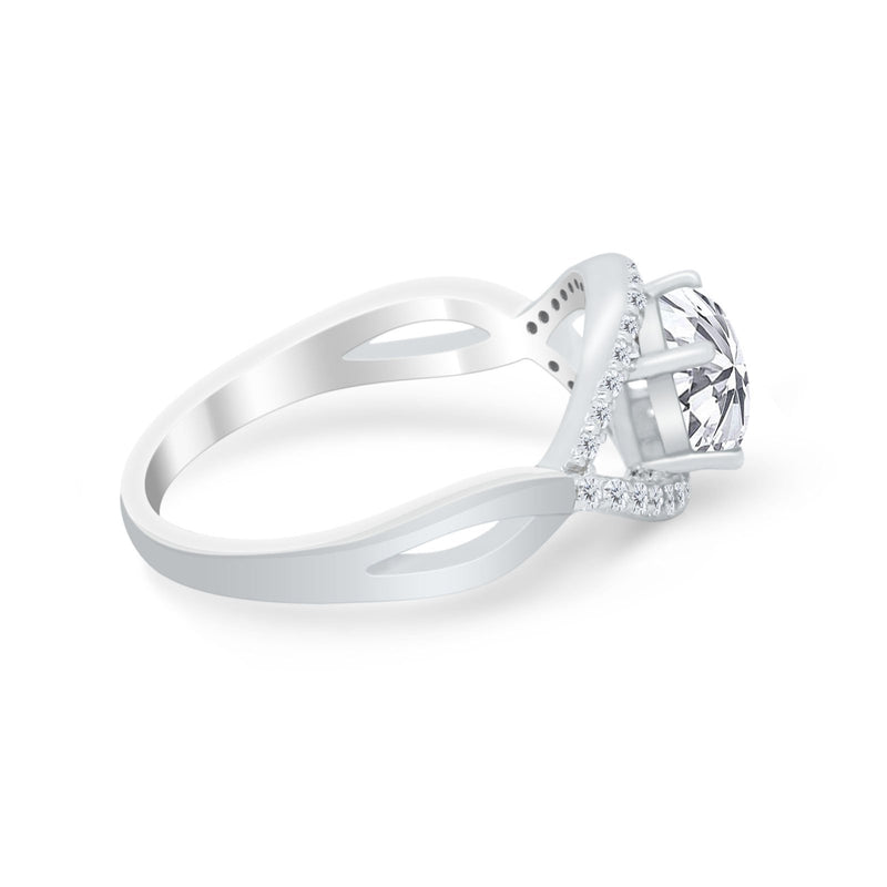Infinity Shank Wedding Ring Simulated Cubic Zirconia 925 Sterling Silver
