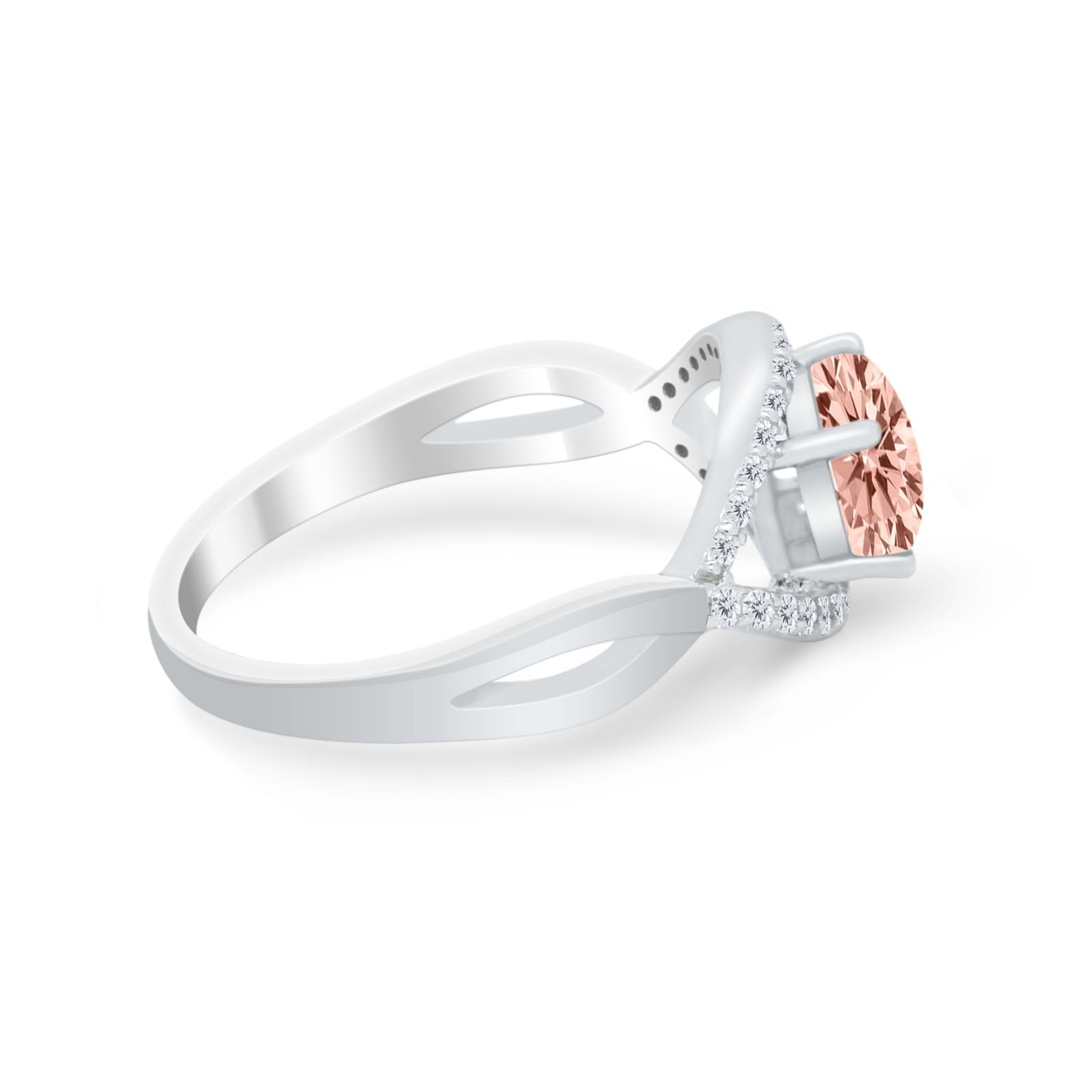 Infinity Shank Wedding Ring Simulated Cubic Zirconia 925 Sterling Silver