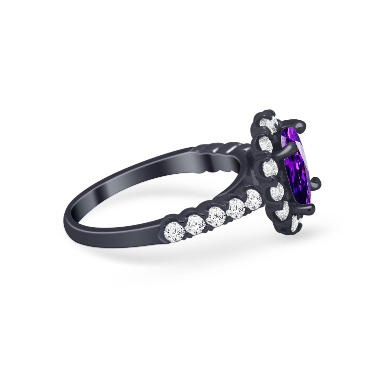 Solitaire Accent Wedding Ring Simulated Cubic Zirconia 925 Sterling Silver