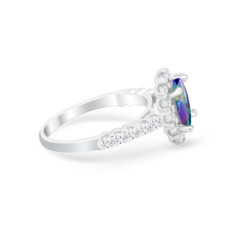 Solitaire Accent Wedding Ring Simulated Cubic Zirconia 925 Sterling Silver