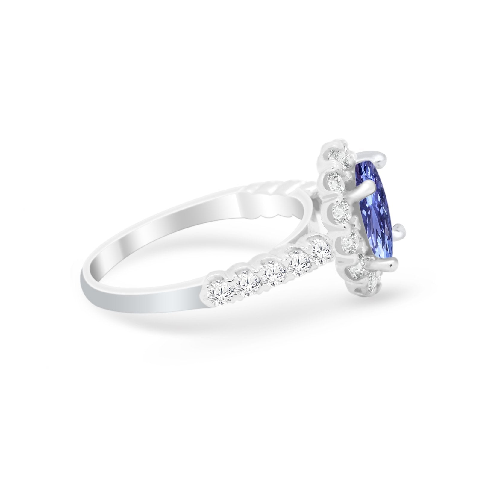 Solitaire Accent Wedding Ring Simulated Cubic Zirconia 925 Sterling Silver