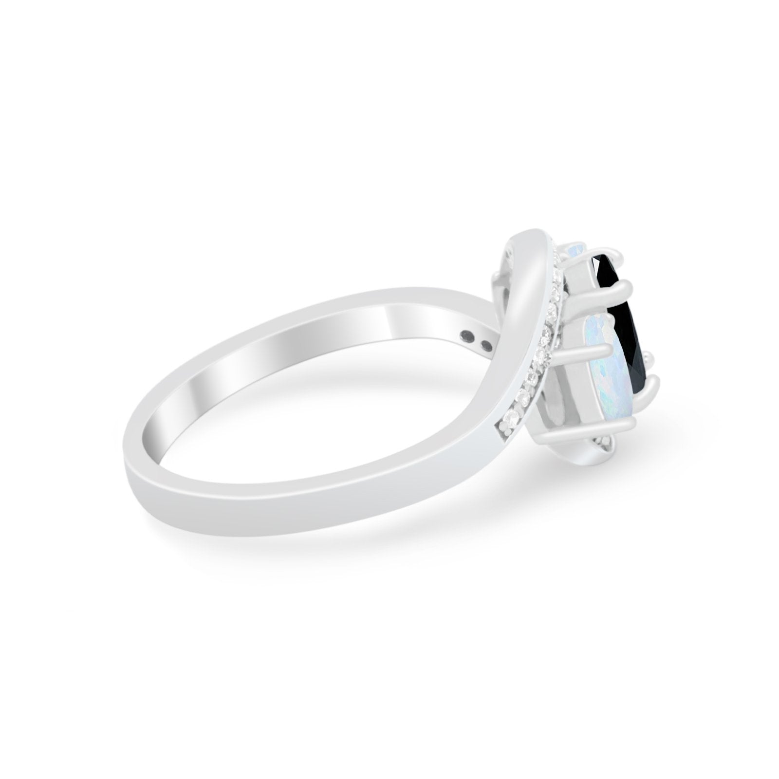 3-Stone Swirl Wedding Ring Round Simulated Cubic Zirconia 925 Sterling Silver