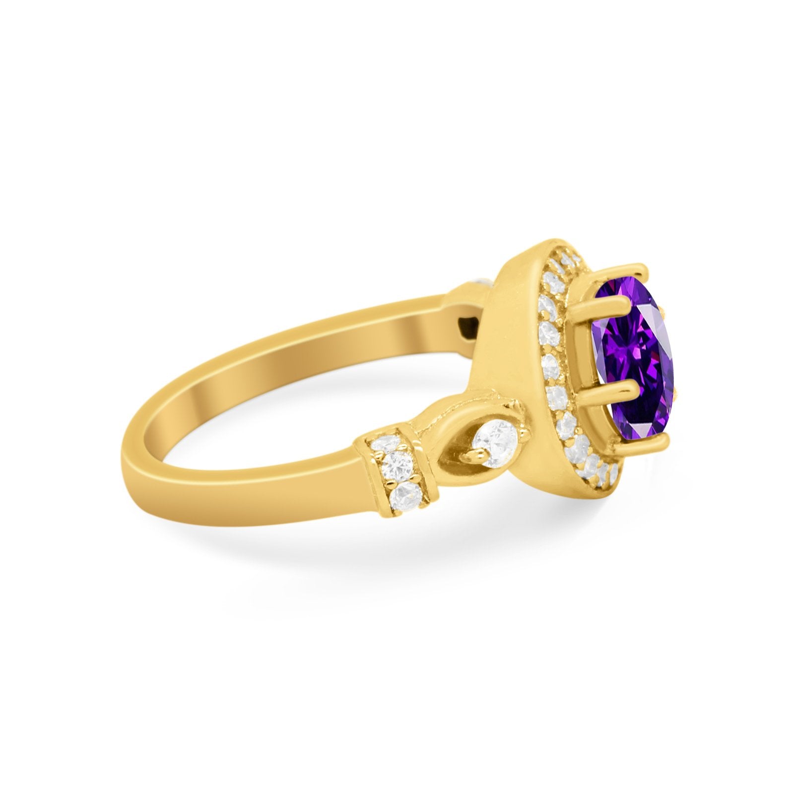 Halo Engagement Ring Simulated Cubic Zirconia 925 Sterling Silver