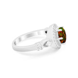 Halo Engagement Ring Simulated Cubic Zirconia 925 Sterling Silver