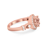 Halo Engagement Ring Simulated Cubic Zirconia 925 Sterling Silver