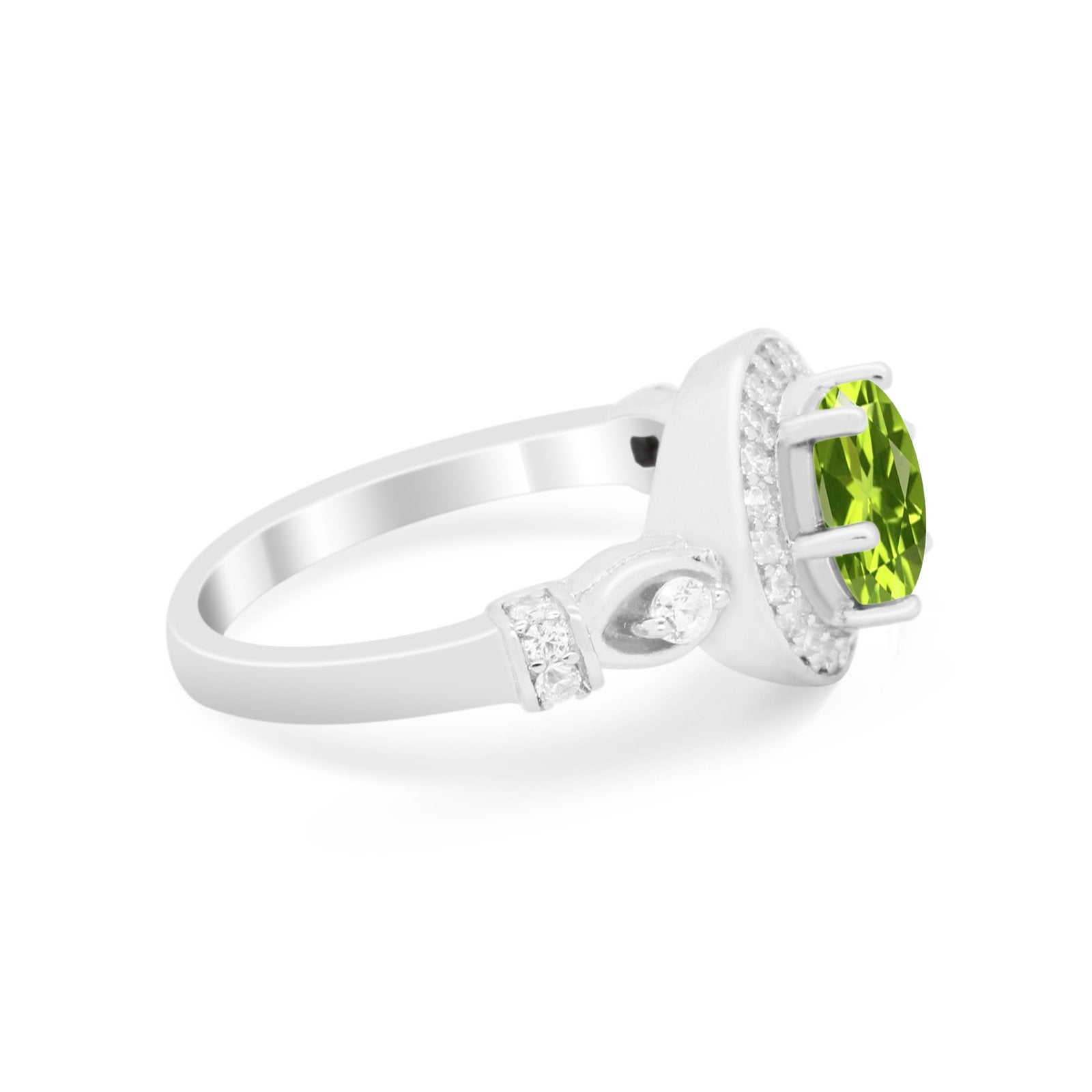Halo Engagement Ring Simulated Cubic Zirconia 925 Sterling Silver
