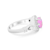 Halo Engagement Ring Simulated Cubic Zirconia 925 Sterling Silver