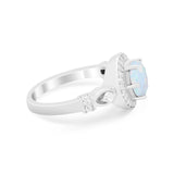 Halo Engagement Ring Simulated Cubic Zirconia 925 Sterling Silver