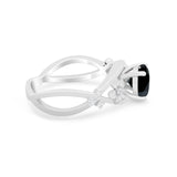 Art Deco Plumeria Flower Infinity Shank Engagement Ring Cubic Zirconia 925 Sterling Silver