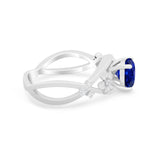 Art Deco Plumeria Flower Infinity Shank Engagement Ring Cubic Zirconia 925 Sterling Silver