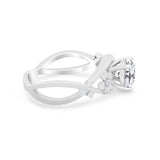 Art Deco Plumeria Flower Infinity Shank Engagement Ring Cubic Zirconia 925 Sterling Silver