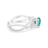 Art Deco Plumeria Flower Infinity Shank Engagement Ring Simulated Cubic Zirconia 925 Sterling Silver