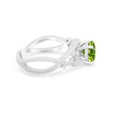 Art Deco Plumeria Flower Infinity Shank Engagement Ring Simulated Cubic Zirconia 925 Sterling Silver