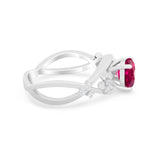 Art Deco Plumeria Flower Infinity Shank Engagement Ring Simulated Cubic Zirconia 925 Sterling Silver
