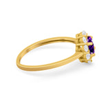 Floral Wedding Ring Petite Dainty Simulated Cubic Zirconia 925 Sterling Silver