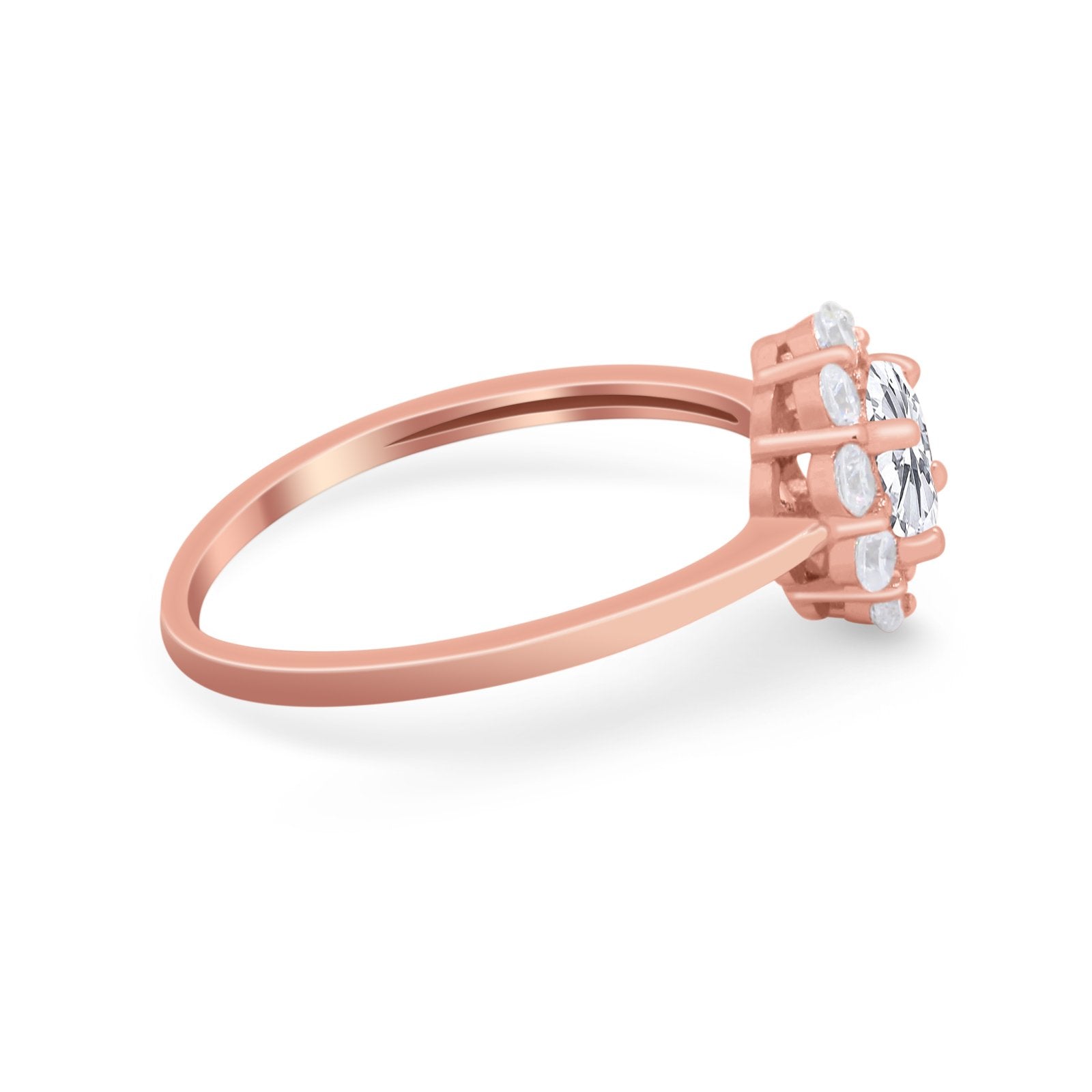 Floral Wedding Ring Petite Dainty Simulated Cubic Zirconia 925 Sterling Silver