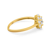 Floral Wedding Ring Petite Dainty Simulated Cubic Zirconia 925 Sterling Silver