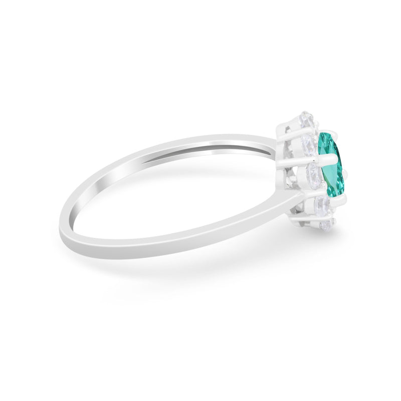 Floral Wedding Ring Petite Dainty Simulated Cubic Zirconia 925 Sterling Silver