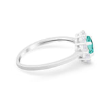 Floral Wedding Ring Petite Dainty Simulated Cubic Zirconia 925 Sterling Silver