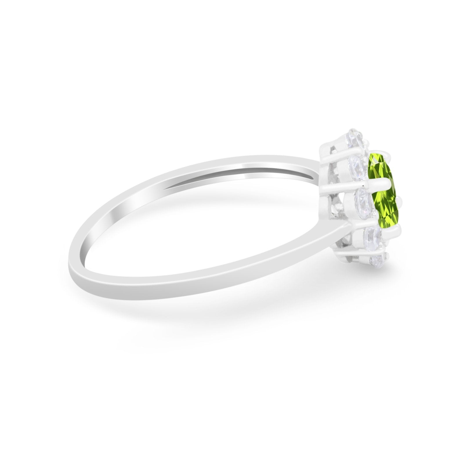 Floral Wedding Ring Petite Dainty Simulated Cubic Zirconia 925 Sterling Silver