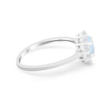 Floral Wedding Ring Petite Dainty Simulated Cubic Zirconia 925 Sterling Silver