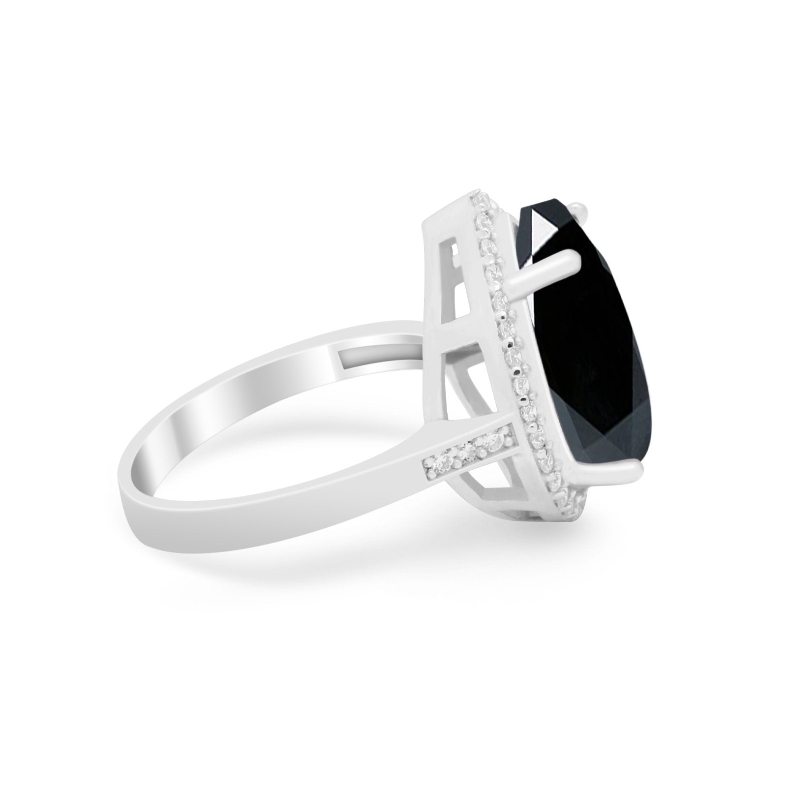 Teardrop Cocktail Engagement Ring Pear Simulated Cubic Zirconia 925 Sterling Silver