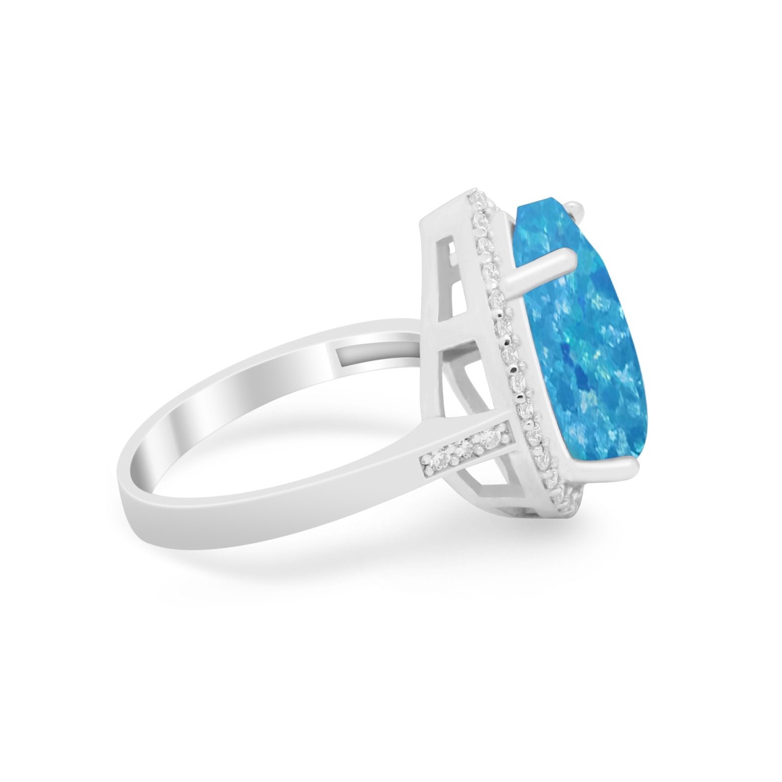 Teardrop Cocktail Engagement Ring Pear Simulated Cubic Zirconia 925 Sterling Silver