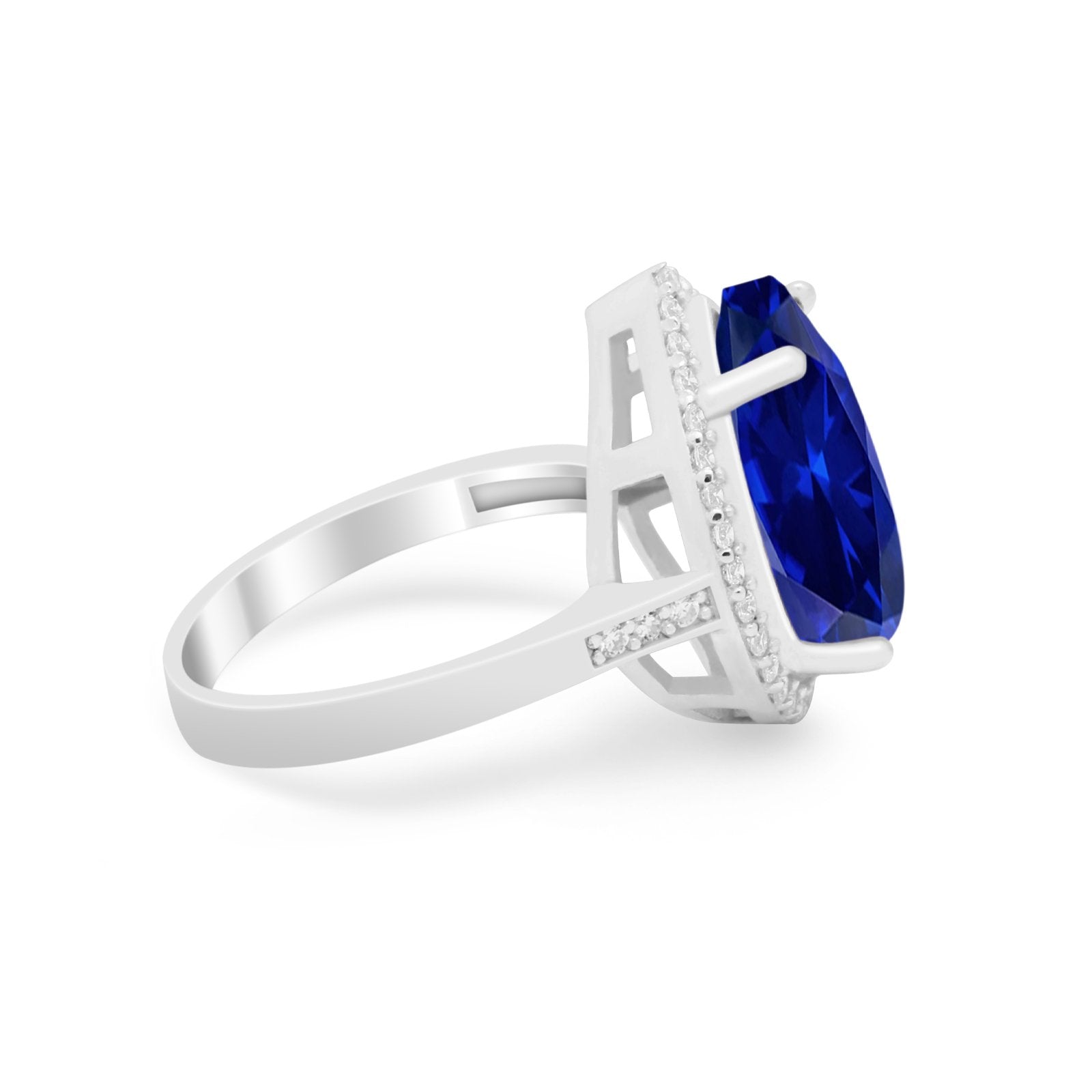 Teardrop Cocktail Engagement Ring Pear Simulated Cubic Zirconia 925 Sterling Silver