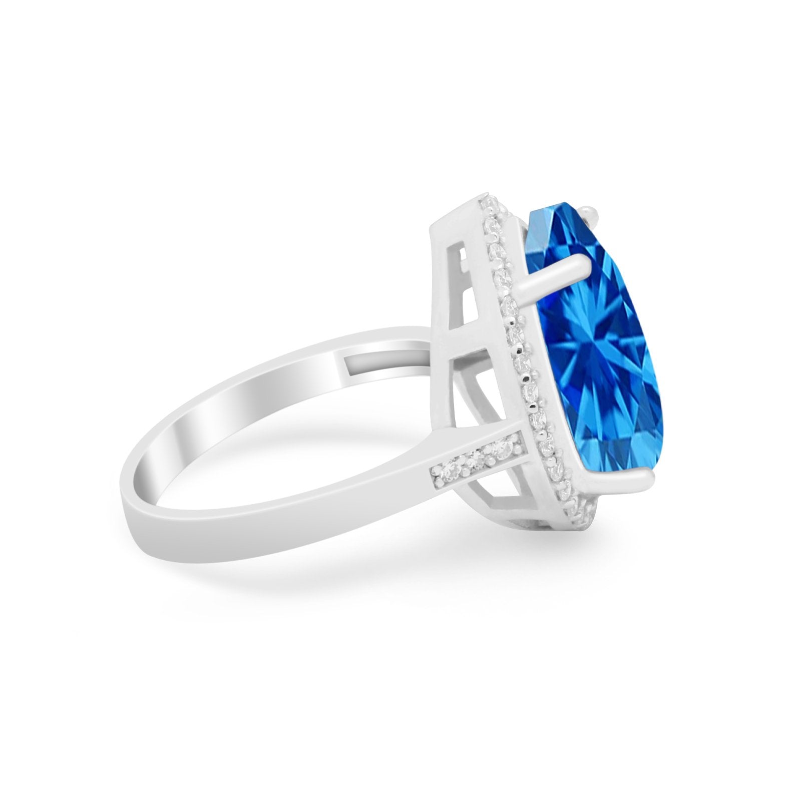Teardrop Cocktail Engagement Ring Pear Simulated Cubic Zirconia 925 Sterling Silver