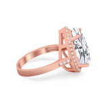 Teardrop Cocktail Engagement Ring Pear Simulated Cubic Zirconia 925 Sterling Silver