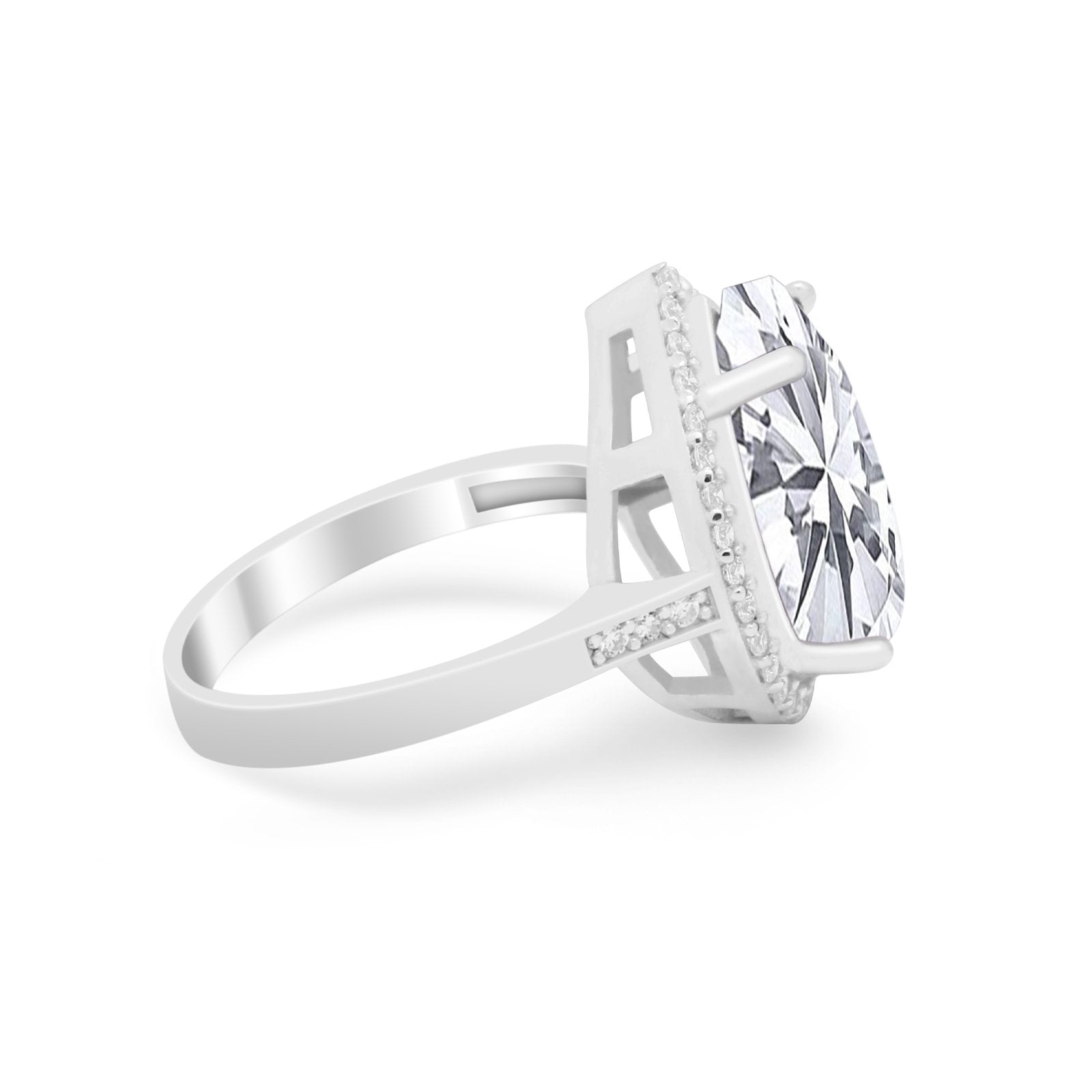 Teardrop Cocktail Engagement Ring Pear Simulated Cubic Zirconia 925 Sterling Silver