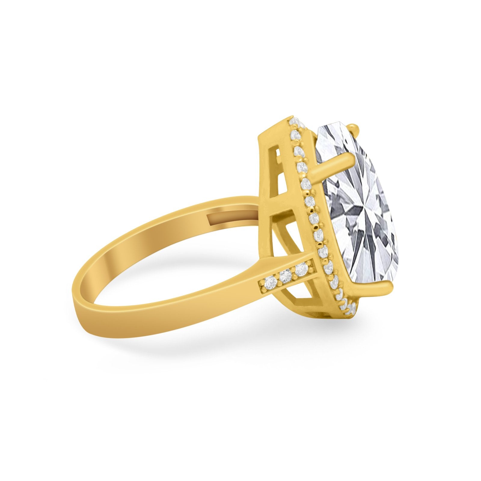 Teardrop Cocktail Engagement Ring Pear Simulated Cubic Zirconia 925 Sterling Silver