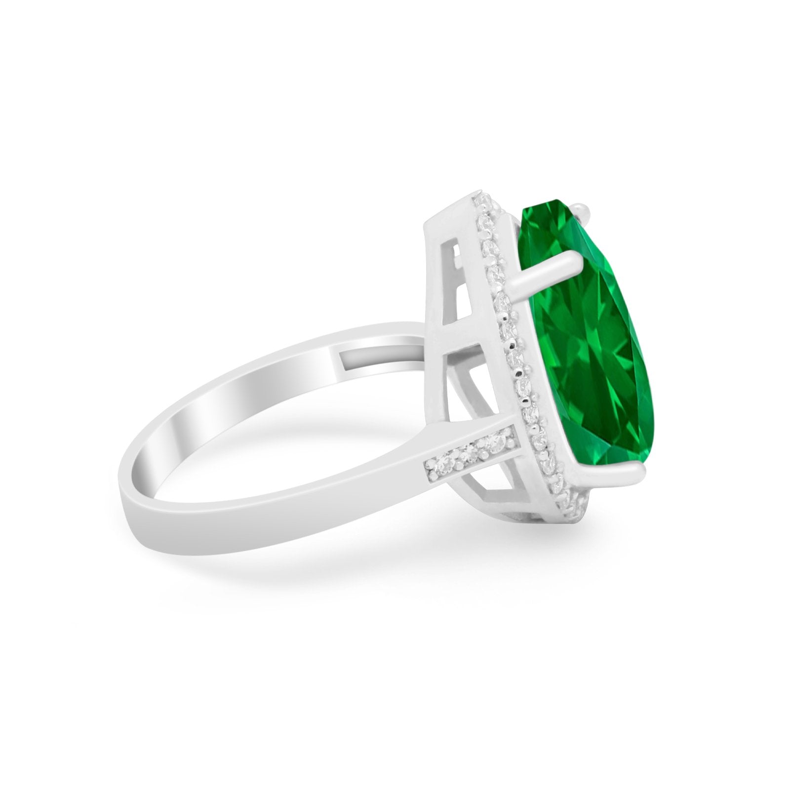 Teardrop Cocktail Engagement Ring Pear Simulated Cubic Zirconia 925 Sterling Silver