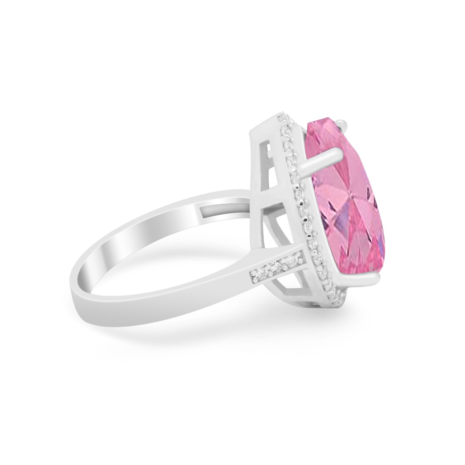 Teardrop Cocktail Engagement Ring Pear Simulated Cubic Zirconia 925 Sterling Silver